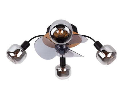 Plafondlamp inclusief ventilator "fumoso", in zwart, bruin en natuur, voor E27, Ø 51 cm