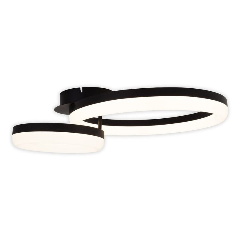 LED CCT-plafondlicht "Circulo" gemaakt van zwart metaal en zandkleurig plastic 53 cm lang