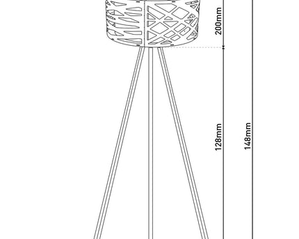 Staande lamp "Finja" gemaakt van natuurlijk gekleurde plastic/holzimitatie, met E27-versieverlichting voor woonkamer, eetkamer of kantoor, 148 cm hoog