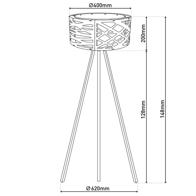 Staande lamp "Finja" gemaakt van natuurlijk gekleurde plastic/holzimitatie, met E27-versieverlichting voor woonkamer, eetkamer of kantoor, 148 cm hoog