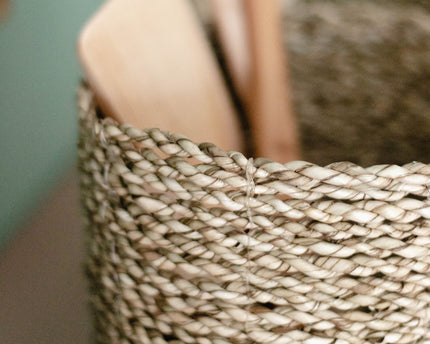 Kleine Zeegras Mand BHINNEKA | Plantenmand | Geweven Boho Mand | Plantenbak | Decoratieve mand | Kleine Opbergmand | Ronde bloemenmand