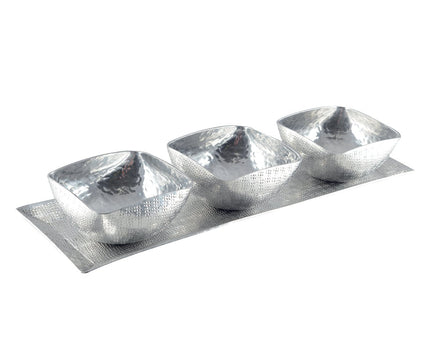 Set van 3 kopjes op aluminium plaat