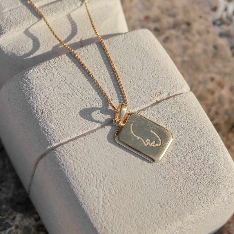 Sierlijke ketting 18k verguld - gouden 40 cm ketting gemaakt van 925 zilver goud vermeil - hanger met gegraveerd gezicht - LOVINA goud