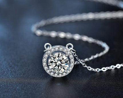 Sprankelende Moissanite Halo ketting
