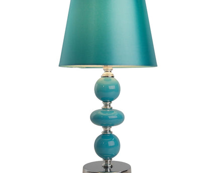Keramische tafellamp "araga" 36 cm hoog, tafellamp gemaakt van metaal, keramiek, met tekstbladen, turquoise, met E14 -aansluiting, verlichting voor eetkamer, woonkamer, gang of kantoor