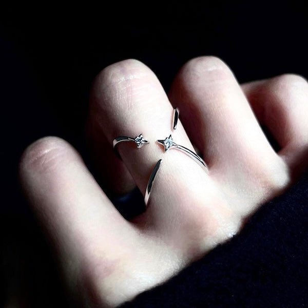 Sterling Silver Star Trace dubbelzijdige ring