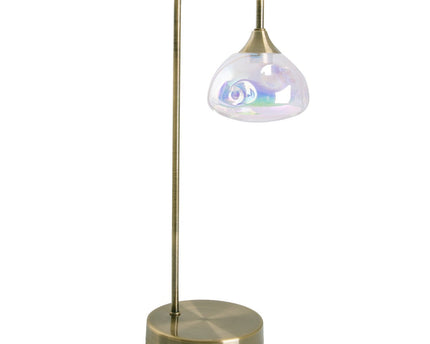LED -tafellamp "Varna", tafellamp gemaakt van messing -gekleurd metaal en iriserend glas, stevig ingebouwd -in LED's, 45 cm hoog, stijlvolle verlichting voor woonkamer, eetkamer of gang