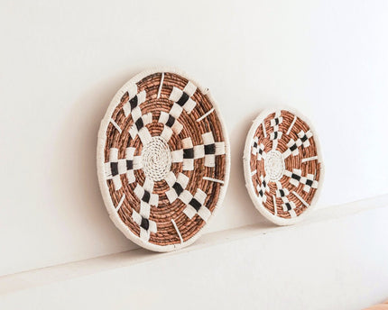 Wanddecoratie Ronde Boho Muurmand of Platte Kom TAMAN gemaakt van Bananenvezel (2 maten)