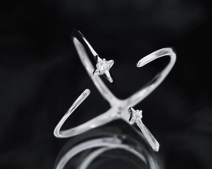 Sterling Silver Star Trace dubbelzijdige ring