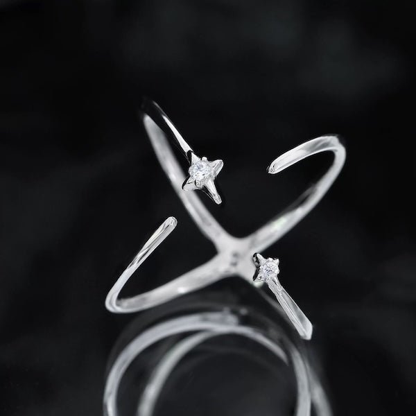 Sterling Silver Star Trace dubbelzijdige ring