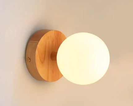 Richella lichtbruin houten en glazen wandlicht - oplaadbaar en draadloos