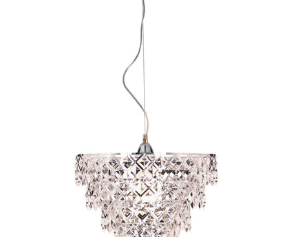 Acryl hanger lamp "fancy", moderne kroonluchter gemaakt van metaal en plastic in chroom, met E27 -versie en een Øvon 38 cm