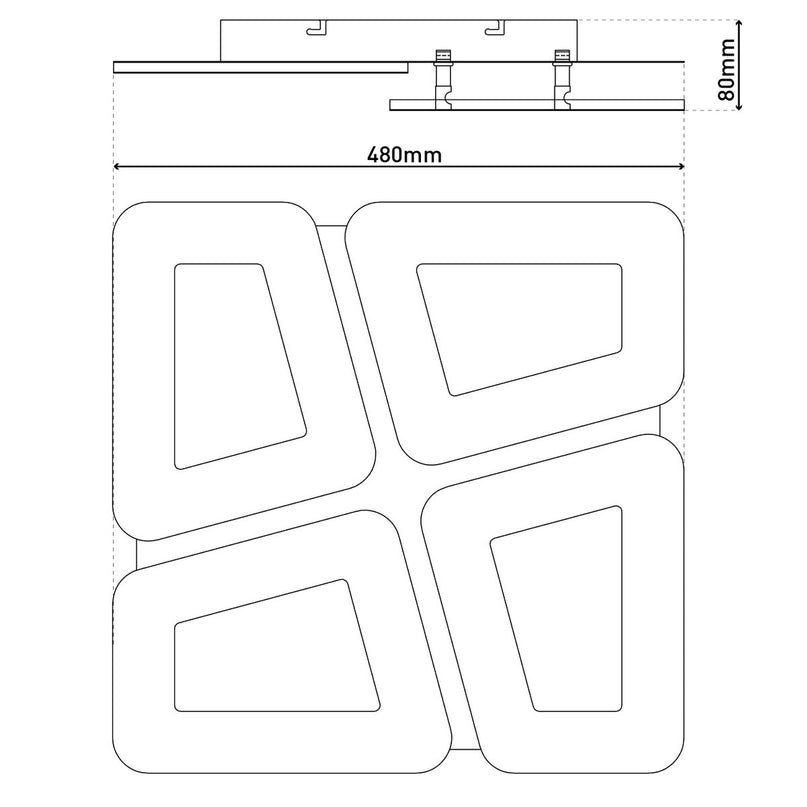 LED -plafondlamp "SIMEN" 48 x 48 cm, metaal en plastic, wit, geïntegreerde LED's, warm wit