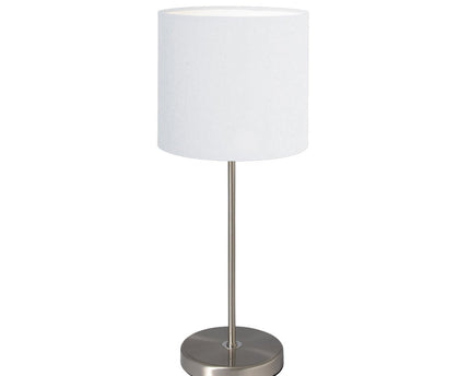 Tafellamp "New York", klassieke metalen tafellamp met tekstbladen in wit, met E27 -aansluiting, 38,5 cm hoog, perfect voor woonkamer, eetkamer, gang en kantoor
