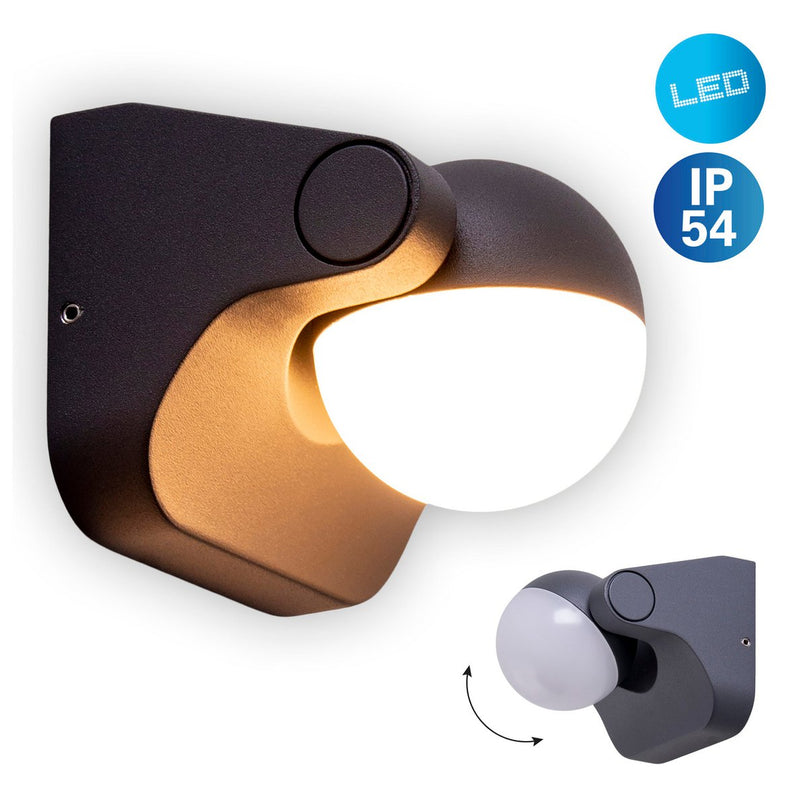 LED -wandlamp "Pallas", gemaakt van metaal en plastic in antraciet, met geïntegreerde LED