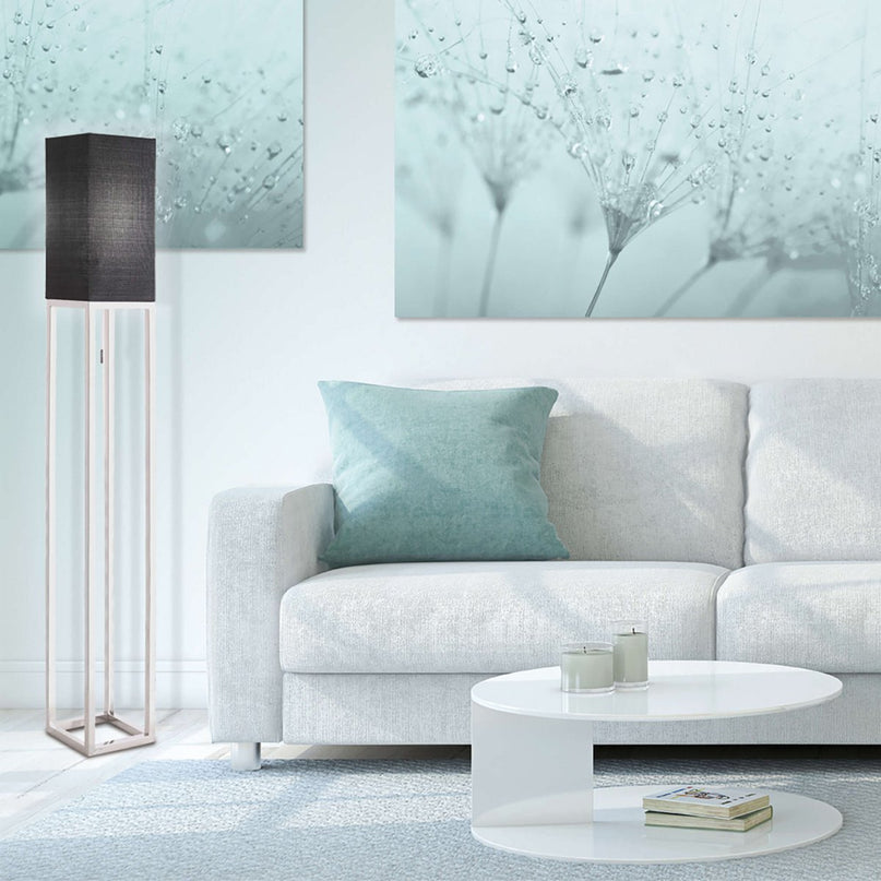 Staande lamp "Alfa", moderne vloerlamp gemaakt van metaal en textiel in chroom/donkergrijs, met E27 -aansluiting, 150,5 cm hoog, chique lamp voor gang, woonkamer en kantoor