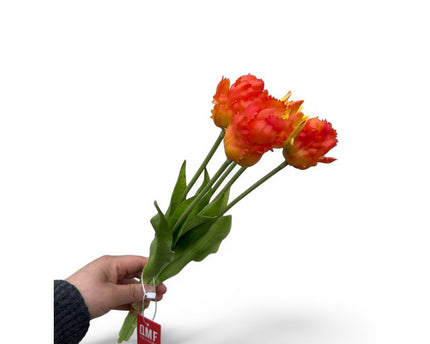 Artificial flowers Orange tulips 5 pieces/set | Zijden kunstbloem | Lengte 35cm