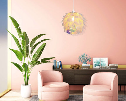 Hanger lamp "fora" gemaakt van metaal en iriserend plastic, e27 socket, verlichting voor woonkamer, eetkamer en kantoor, Ø40 cm