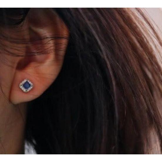 Fancy Square Saffier Gem -oorbellen