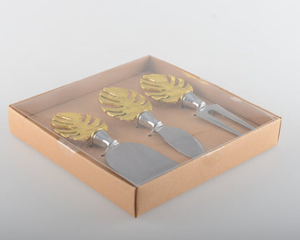 Set van 3 stuks met gouden palmbladkaas
