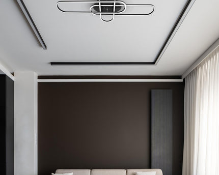 LED CCT -plafondlicht "Carlon" gemaakt van Matt Black Aluminium en Plastic, met geïntegreerde LED, 120 cm lang