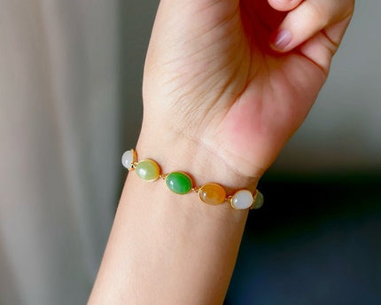 Regenboog kleur Jade kralen armband