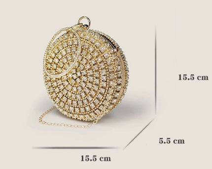 Oogverblindende ronde clutch met diamantlook