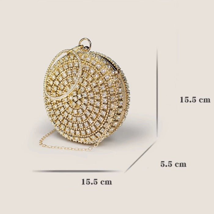 Oogverblindende ronde clutch met diamantlook