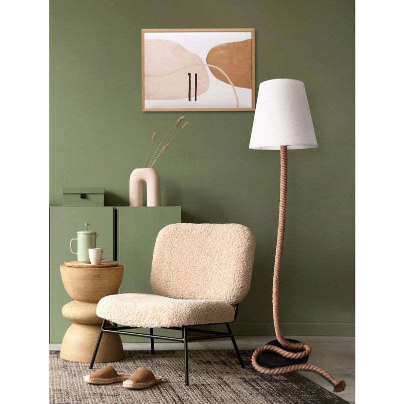 Staande lamp "touw" gemaakt van metaal, plastic, jute en textielmateriaal in de natuur, met E27 -versie, verlichting voor woonkamer, eetkamer of kantoor, 165 cm hoog