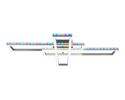 LED CCT-plafondlamp + RGB-backlight "Bantry" met veel functies, 95 cm lang, inclusief afstandsbediening