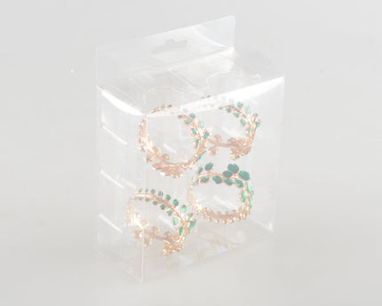 Set van 4 rondes gouden handdoeken met groene diamanten