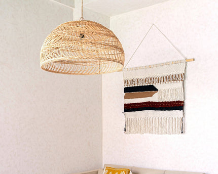 Grote macrame muurhangen - geweven boho wanddecor - moderne katoenen muur hangend natuurlijk materiaal - handgeweven wanddecor 120x95 cm udara