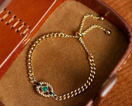 Luxe kettingarmband met groene onyx