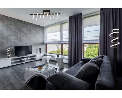 LED staande lamp "Belleza", moderne vloerlamp gemaakt van metaal en plastic in zwart en wit, met stevig ingebouwde LED's, 140 hoog, verlichting voor woonkamer, eetkamer, slaapkamer of kantoor.