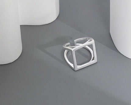 Sterling zilveren en gouden vermeil vierkante ring met opvallende look