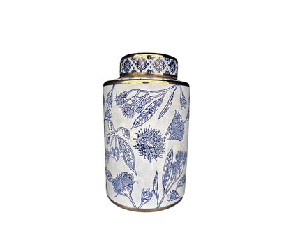 Blauw-witte porseleinen bloemenvaas (voor keuken thuis)