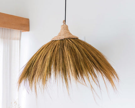 Grote lampenkap van zeegras – natuurlijke hanglamp met franjes – Boho hanglamp – handgemaakte tropische hanglamp MAWANA (Ø 53 cm)