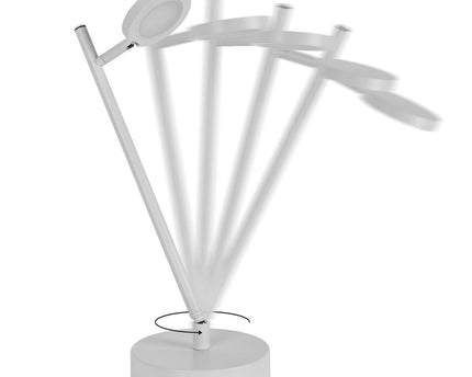 LED draadloze tafellicht "Lupa", 45 cm hoog, gemaakt van gelakte aluminium (wit) en wit plastic, LED geïntegreerde, dimbare, aanraaksensor.