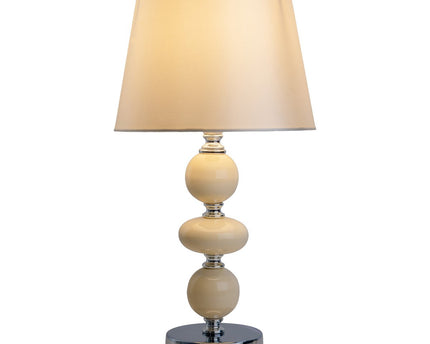 Keramische tafellamp "Araga" 36 cm hoog, tafellamp gemaakt van metaal, keramiek, met tekstbladen, beige, met E14 -aansluiting, verlichting voor eetkamer, woonkamer, gang of kantoor