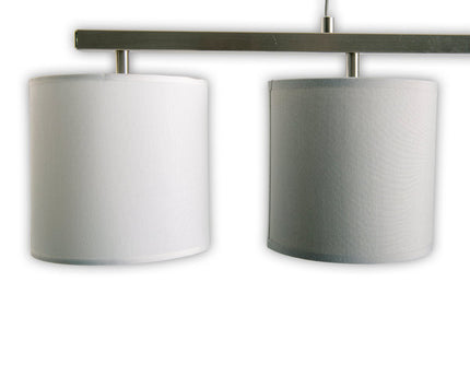 4 hanglamp "tilde", klassieke metalen slinger lamp en textiel in grijs en wit, met E27 -frame, hoogte verstelbaar, 86 cm lang, ideaal als eetlamp