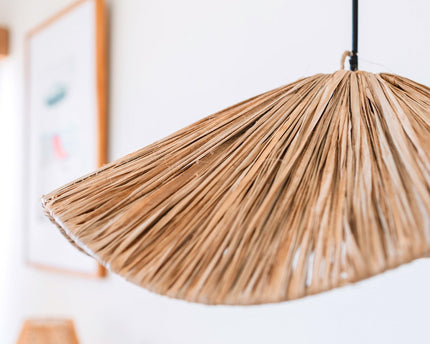Boho lampenkap – grote raffia plafondlamp – natuurlijke hanglamp – handgemaakte plafondlamp gemaakt van raffia TAMPAH (Ø 53 cm)