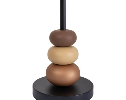 Tafellamp "Elina", ca. 50 cm hoog, gemaakt van metaal in zwart/bruin, tekstbladen in wit, E27