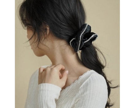 100% zijde oogverblindende haarscrunchie - 19 momme - diamantversiering