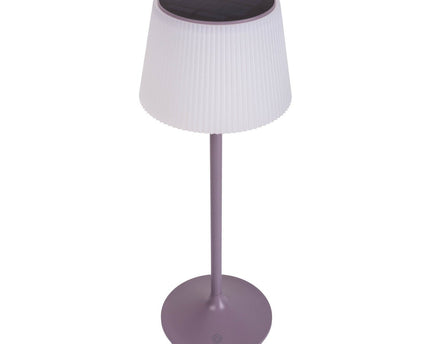 Zonne -batterijlamp "EMMI" 38 cm hoog, paraplu Ø 13 cm, metaal in bramen en wit plastic, voor de buitenruimte, dimable CCT.