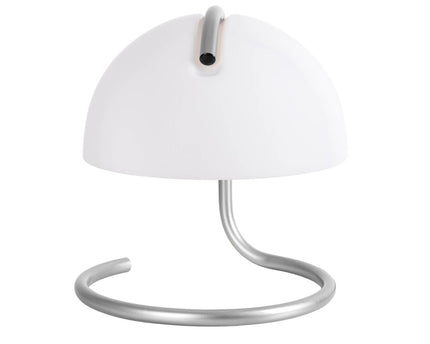 Tafellamp "Burano" wit, ca. 25 cm hoog, Ø 23,5 cm, gemaakt van chroom -gekleurd metaal en zwart glas, E27.