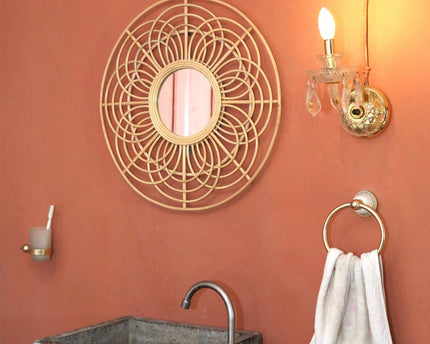 Ronde Rotan Spiegel 58 cm | Handgemaakte Boho Wandspiegel PUTUK