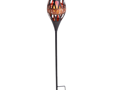 LED grondpin op zonne-energie h: 85cm met vlameffect; VlamLicht