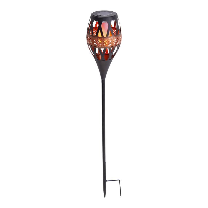 LED grondpin op zonne-energie h: 85cm met vlameffect; VlamLicht