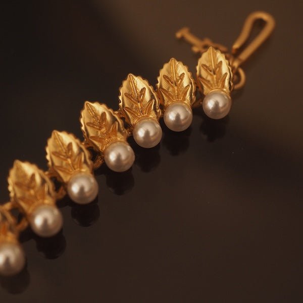 Vintage gouden bladeren parelketting