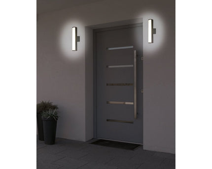 LED -wandlampen "Flair", 30 cm gemaakt van grijs metaal en plastic, met geïntegreerde LED